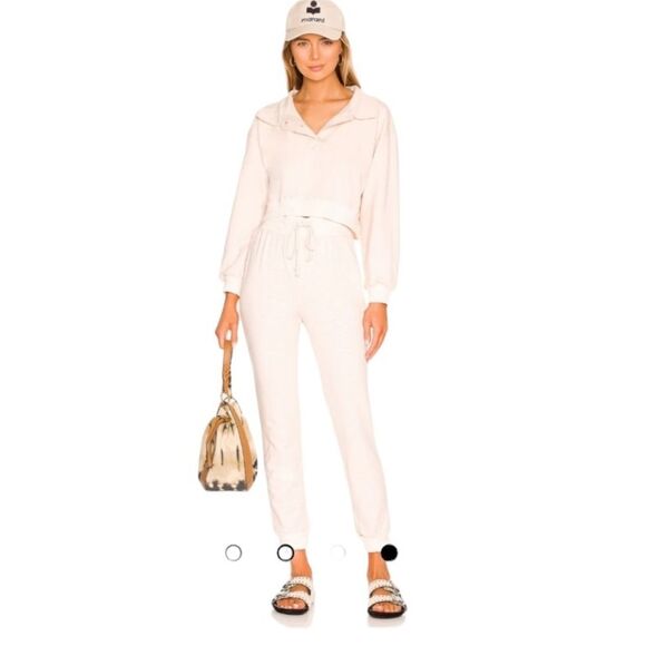 L*Space Livin' is Easy Long Sleeve Pullover Crop Top & Jogger Set in Beige - Picture 1 of 16